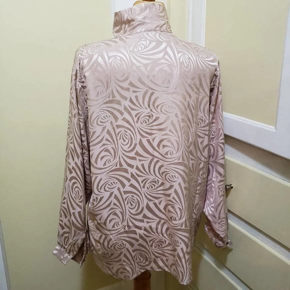 Vintage Silk Tunic Blouse Wrap Neck Dusky Pink Size 10 Evan Picone - Picture 4 of 6